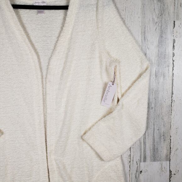 NWT Ambrielle Pristine Ivory Super Soft Open Front House Coat Women's Size Small - Picture 5 of 12